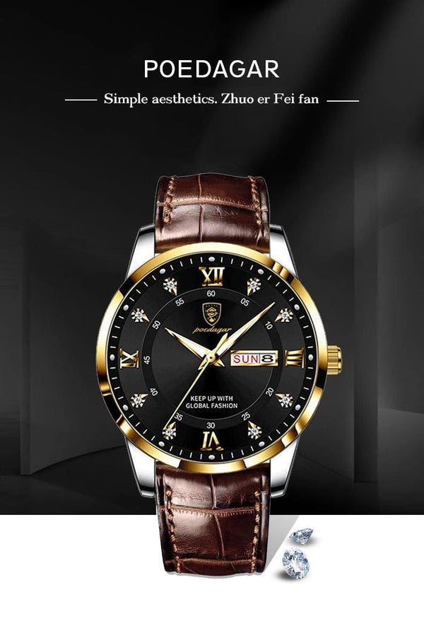 Planet Gates 2024 Men Watches Waterproof Luminous Top Brand Luxury Leather Casual Sports Quartz Wristwatch Military Man Watch For Men relogio