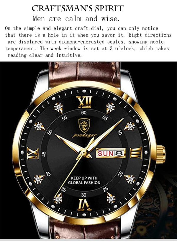 Planet Gates 2024 Men Watches Waterproof Luminous Top Brand Luxury Leather Casual Sports Quartz Wristwatch Military Man Watch For Men relogio