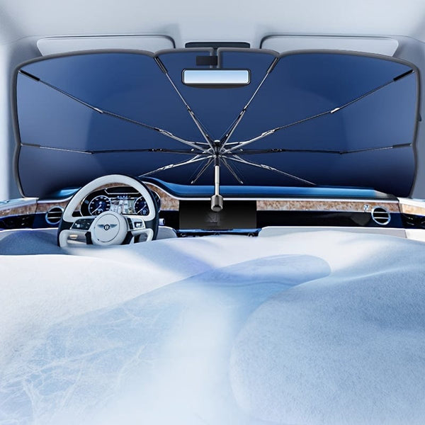 Planet Gates 2024 New Car Sunshade V-neck blue bottom foldable Umbrella Reflective sunshade for vehicles blocking UV sunshade, keep your vehicle cool, easy to use and store, fit on a variety of front windshields