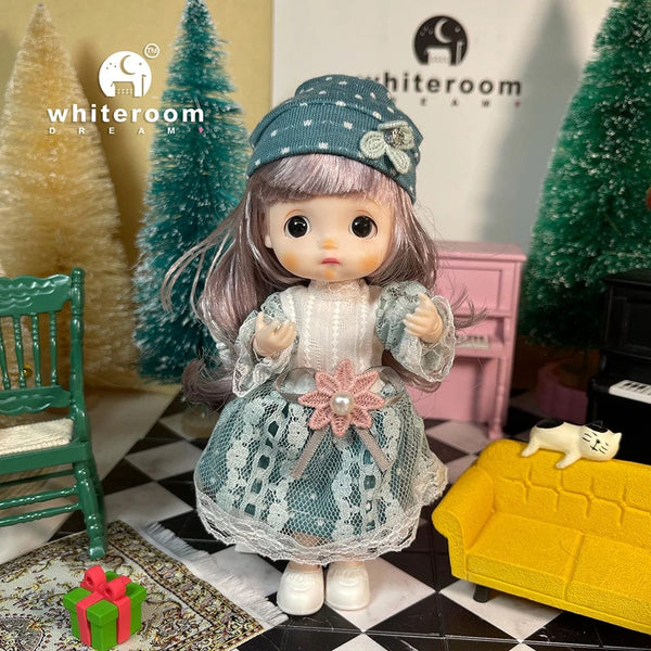 Planet Gates 2024 New Christmas Gift Doll For Children Girl BJD Naked Blue Eye PVC Face Clothes Accessories16cm 13 Movable Joints Ppresent