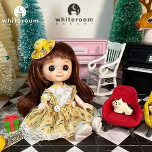 Planet Gates 2024 New Christmas Gift Doll For Children Girl BJD Naked Blue Eye PVC Face Clothes Accessories16cm 13 Movable Joints Ppresent