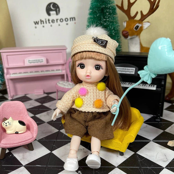 Planet Gates 2024 New Christmas Gift Doll For Children Girl BJD Naked Blue Eye PVC Face Clothes Accessories16cm 13 Movable Joints Ppresent