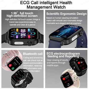 Planet Gates 2024 New ECG+PPG Uric Acid Non-Invasive Blood Glucose Smartwatch Men Bluetooth Call Heart Rate Blood Pressure Smart Watch Women