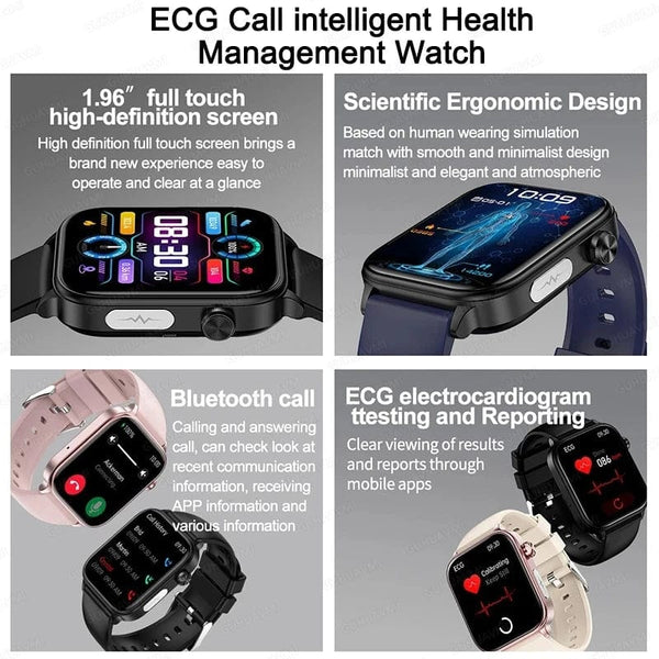Planet Gates 2024 New ECG+PPG Uric Acid Non-Invasive Blood Glucose Smartwatch Men Bluetooth Call Heart Rate Blood Pressure Smart Watch Women