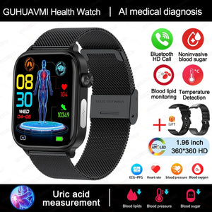 Planet Gates 2024 New ECG+PPG Uric Acid Non-Invasive Blood Glucose Smartwatch Men Bluetooth Call Heart Rate Blood Pressure Smart Watch Women