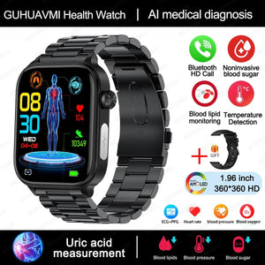 Planet Gates 2024 New ECG+PPG Uric Acid Non-Invasive Blood Glucose Smartwatch Men Bluetooth Call Heart Rate Blood Pressure Smart Watch Women