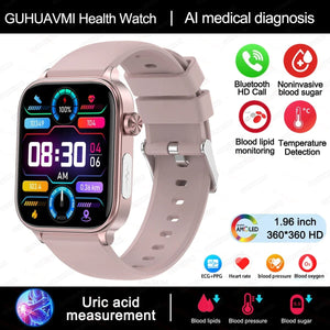 Planet Gates 2024 New ECG+PPG Uric Acid Non-Invasive Blood Glucose Smartwatch Men Bluetooth Call Heart Rate Blood Pressure Smart Watch Women