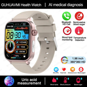 Planet Gates 2024 New ECG+PPG Uric Acid Non-Invasive Blood Glucose Smartwatch Men Bluetooth Call Heart Rate Blood Pressure Smart Watch Women