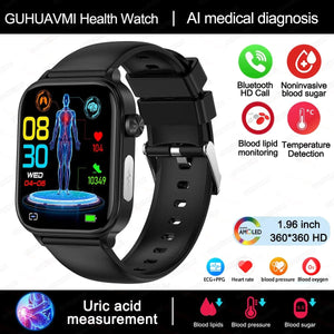 Planet Gates 2024 New ECG+PPG Uric Acid Non-Invasive Blood Glucose Smartwatch Men Bluetooth Call Heart Rate Blood Pressure Smart Watch Women
