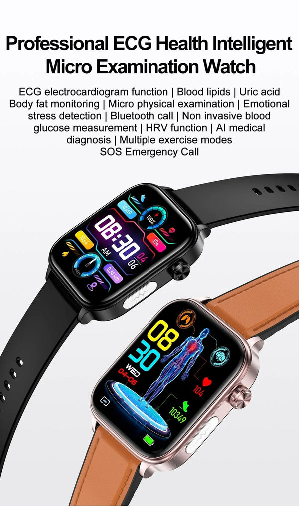 Planet Gates 2024 New ECG+PPG Uric Acid Non-Invasive Blood Glucose Smartwatch Men Bluetooth Call Heart Rate Blood Pressure Smart Watch Women
