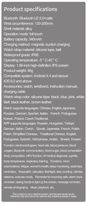 Planet Gates 2024 New ECG+PPG Uric Acid Non-Invasive Blood Glucose Smartwatch Men Bluetooth Call Heart Rate Blood Pressure Smart Watch Women