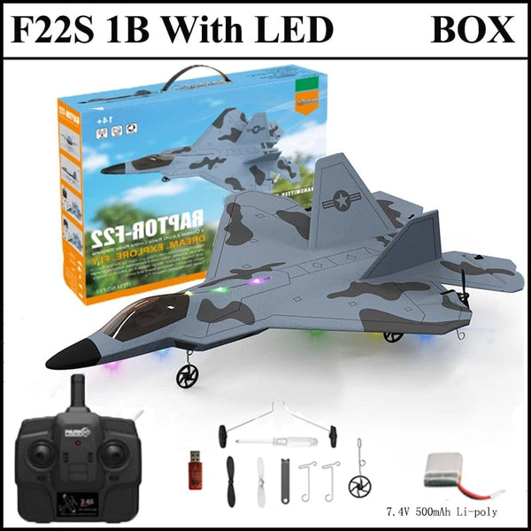Planet Gates 2024 New F22S 2.4G 3CH 3D6G RC Airplane Raptor F22 Warplane WLtoys A180 Upgrade Version LED Light With Gyroscope Out Door Toys