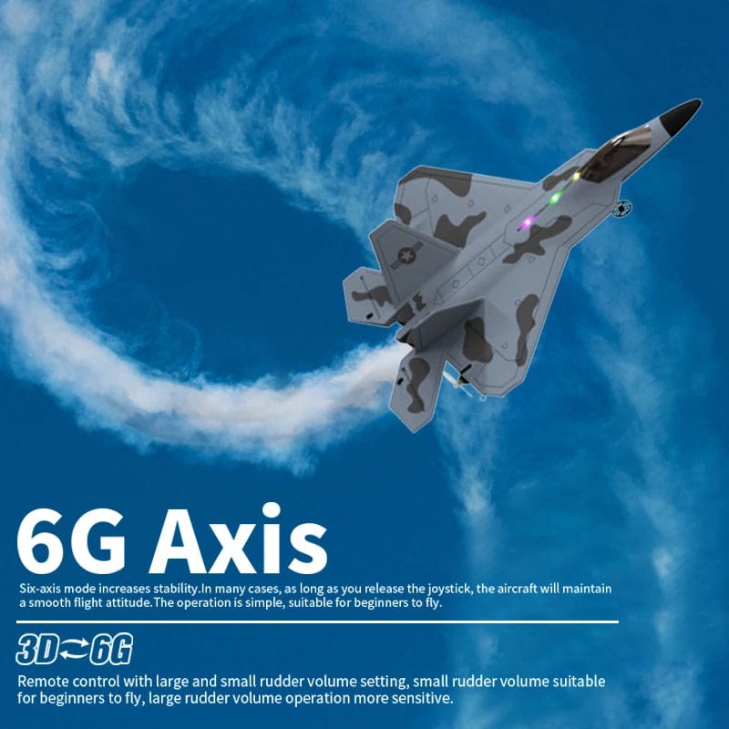 Planet Gates 2024 New F22S 2.4G 3CH 3D6G RC Airplane Raptor F22 Warplane WLtoys A180 Upgrade Version LED Light With Gyroscope Out Door Toys