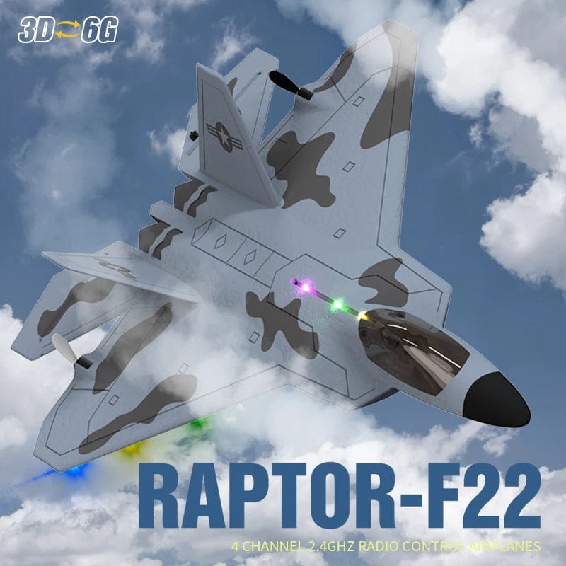 Planet Gates 2024 New F22S 2.4G 3CH 3D6G RC Airplane Raptor F22 Warplane WLtoys A180 Upgrade Version LED Light With Gyroscope Out Door Toys