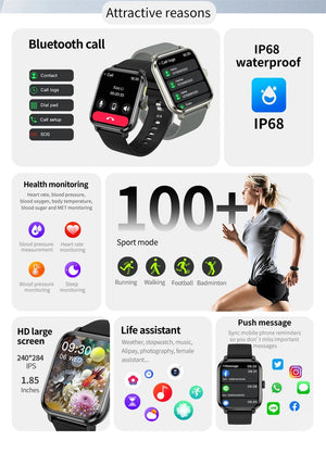 Planet Gates 2024 New For Huawei Xiaomi AMOLED Smart Watch Men Blood Sugar Bluetooth Call GPS Sport Tracker IP68 Waterproof Women Smartwatch