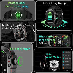 Planet Gates 2024 New For Xiaomi Military Smart Watch Men IP68 5ATM Outdoor Sports Fitness Tracker 24H Health Monitor 1.96 inch Smartwatches