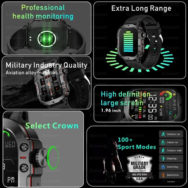 Planet Gates 2024 New For Xiaomi Military Smart Watch Men IP68 5ATM Outdoor Sports Fitness Tracker 24H Health Monitor 1.96 inch Smartwatches