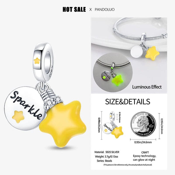 Planet Gates 2024 New in Hot Sale Original Charm Beads Fit Pandach Bracelet For Women 925 Silver Glow Discoloration Pendant Bead Jewelry Gift