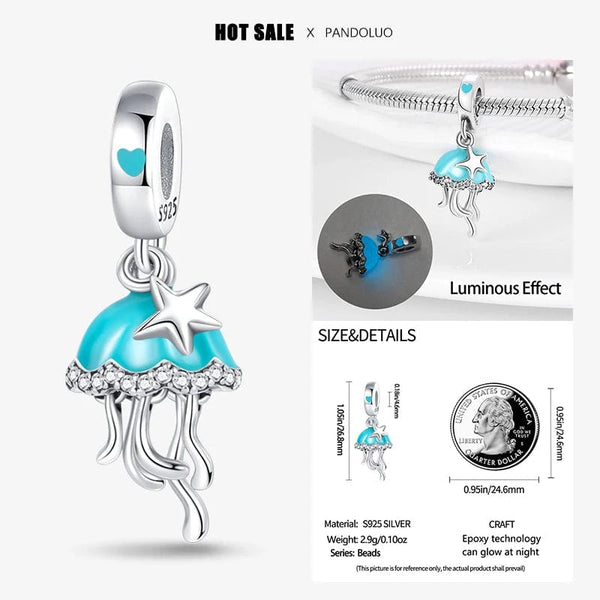 Planet Gates 2024 New in Hot Sale Original Charm Beads Fit Pandach Bracelet For Women 925 Silver Glow Discoloration Pendant Bead Jewelry Gift