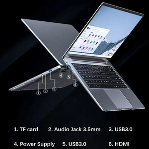 Planet Gates 2024 New Laptop Computer Windows 11 Pro Ultra Slim Notebook 14.1 Inch Intel Pentium N3700 16GB 1024GB Office Study PC Computer