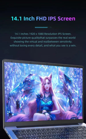 Planet Gates 2024 New Laptop Computer Windows 11 Pro Ultra Slim Notebook 14.1 Inch Intel Pentium N3700 16GB 1024GB Office Study PC Computer