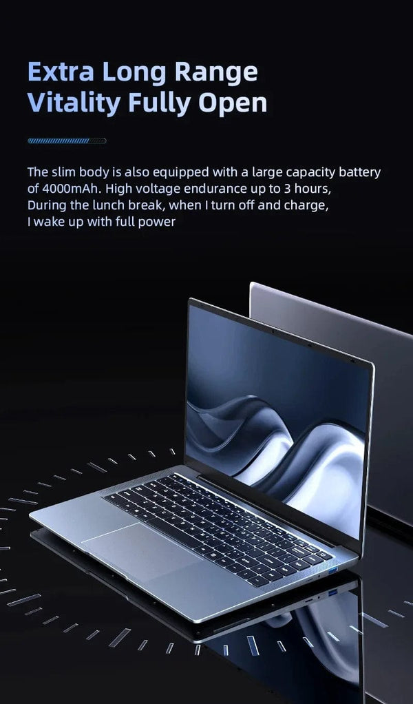 Planet Gates 2024 New Laptop Computer Windows 11 Pro Ultra Slim Notebook 14.1 Inch Intel Pentium N3700 16GB 1024GB Office Study PC Computer