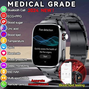 Planet Gates 2024 New Uric Acid Blood Fat Smartwatch ECG Blood Glucose Heart Rate Blood Pressure Health Monitoring Smart Watch For HUAWEI IOS