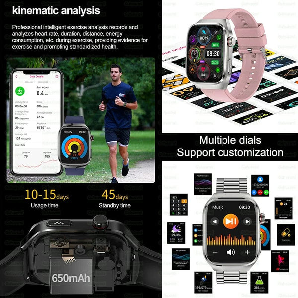 Planet Gates 2024 New Uric Acid Blood Fat Smartwatch ECG Blood Glucose Heart Rate Blood Pressure Health Monitoring Smart Watch For HUAWEI IOS