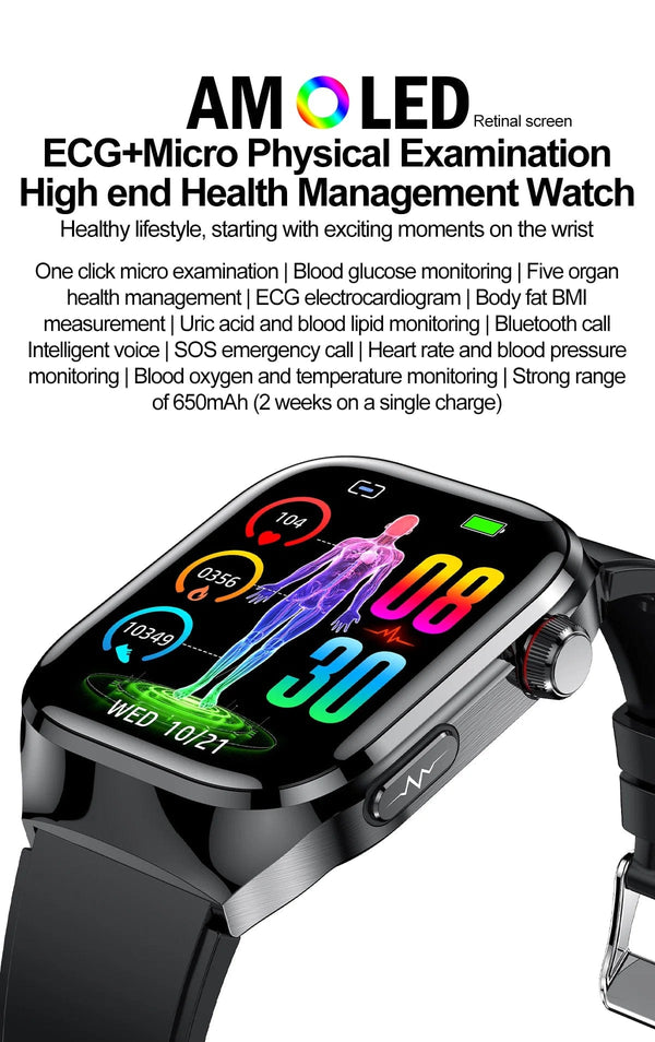 Planet Gates 2024 New Uric Acid Blood Fat Smartwatch ECG Blood Glucose Heart Rate Blood Pressure Health Monitoring Smart Watch For HUAWEI IOS
