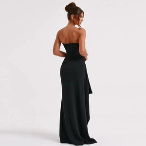 Planet Gates 2024 Summer Slash Neck Strapless Party Evening Dress Casual Sleeveless High Slit Long Dress Elegant Backless Sexy Dress Vestidos