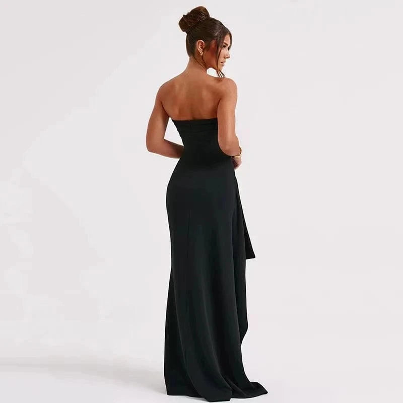 Planet Gates black / M 2024 Summer Slash Neck Strapless Party Evening Dress Casual Sleeveless High Slit Long Dress Elegant Backless Sexy Dress Vestidos