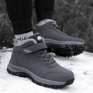 Planet Gates 2024 Winter Women Men Boots Waterproof Leather Sneakers Men Ankle Boots Outdoor Not Slip Plush Warm Snow Hiking Boots Man Shoes
