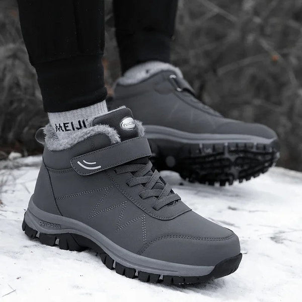 Planet Gates 2024 Winter Women Men Boots Waterproof Leather Sneakers Men Ankle Boots Outdoor Not Slip Plush Warm Snow Hiking Boots Man Shoes