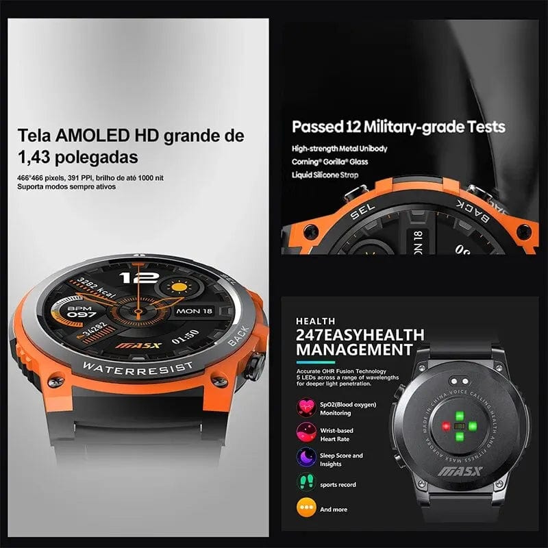 Planet Gates [2024 World Premiere]MASX Aurora One Smart Watch 1.43'' AMOLED Display Hi-Fi Phone Calls Military-grade Toughness for Men