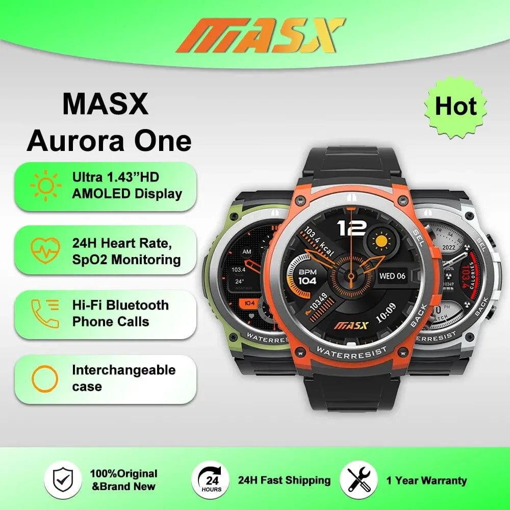 Planet Gates [2024 World Premiere]MASX Aurora One Smart Watch 1.43'' AMOLED Display Hi-Fi Phone Calls Military-grade Toughness for Men