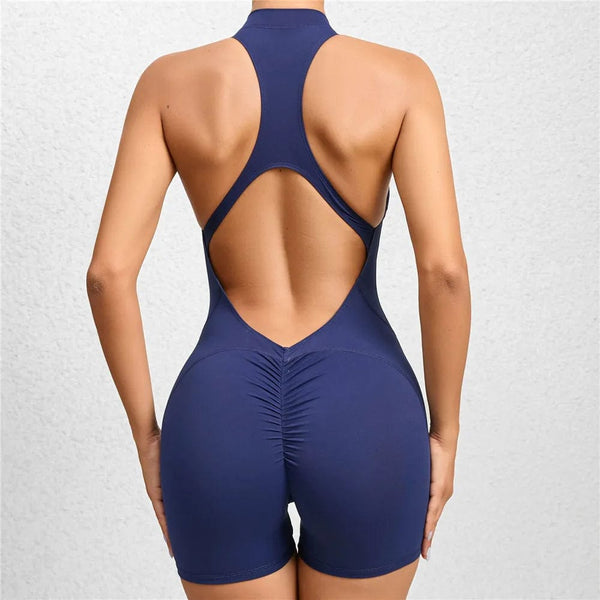Planet Gates 2024 Zipper Women Tracksuit Pad Yoga Set One Piece Jumpsuit Workout Scrunch Legging Rompers Sport Gym Active Suit Exercise Wear