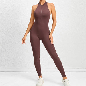 Planet Gates 2024 Zipper Women Tracksuit Pad Yoga Set One Piece Jumpsuit Workout Scrunch Legging Rompers Sport Gym Active Suit Exercise Wear