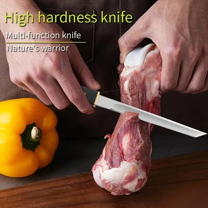 Planet Gates 2024Forged Boning Meat Cleaver Knife Stainless Steel Mongolian Kitchen Hand Meat Fruit Knife Roasted Lamb Steak Knife with Cover
