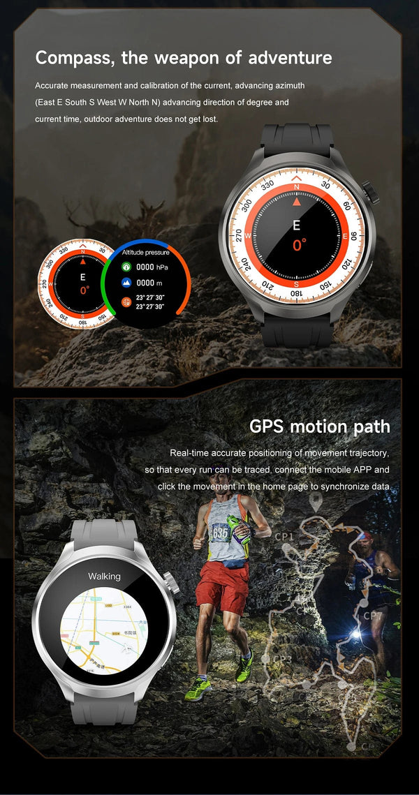 Planet Gates 2024New For HUAWEI Sports Smart Bracelet Men Watch 1.85 AMOLED Screen GPS Compass Altimeter Waterproof Bluetooth Call SmartWatch