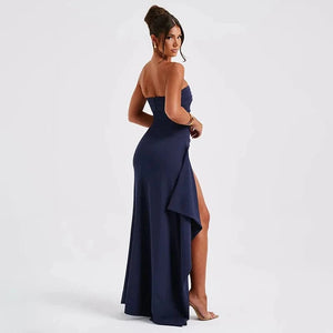 Planet Gates 2025 Strapless Backless High Split Maxi Dress for Women Black Off-shoulder Sleeveless Bodycon Club Party Long Dress New Clothes