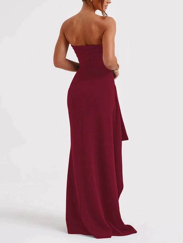 Planet Gates 2025 Strapless Backless High Split Maxi Dress for Women Black Off-shoulder Sleeveless Bodycon Club Party Long Dress New Clothes