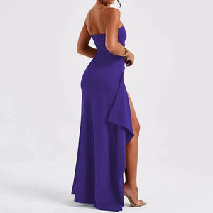 Planet Gates 2025 Strapless Backless High Split Maxi Dress for Women Black Off-shoulder Sleeveless Bodycon Club Party Long Dress New Clothes