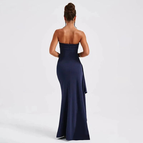 Planet Gates 2025 women Summer Slash Neck Strapless Party Evening Dress Casual Sleeveless High Slit Long Dress Elegant Backless Sexy Dress