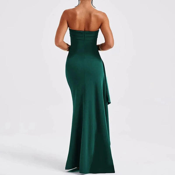 Planet Gates 2025 women Summer Slash Neck Strapless Party Evening Dress Casual Sleeveless High Slit Long Dress Elegant Backless Sexy Dress