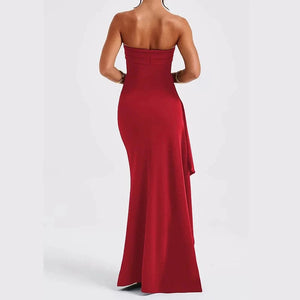 Planet Gates 2025 women Summer Slash Neck Strapless Party Evening Dress Casual Sleeveless High Slit Long Dress Elegant Backless Sexy Dress