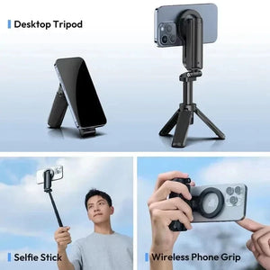 Planet Gates 2026 Magnetic Selfie Stick Phone Tripod w Remote Extend Cell Phone Tripod Stand For MagSafe iPhone 16 15 14 13 12 XIAOMI SAMSUNG