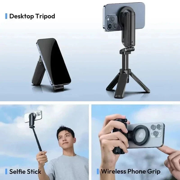 Planet Gates 2026 Magnetic Selfie Stick Phone Tripod w Remote Extend Cell Phone Tripod Stand For MagSafe iPhone 16 15 14 13 12 XIAOMI SAMSUNG