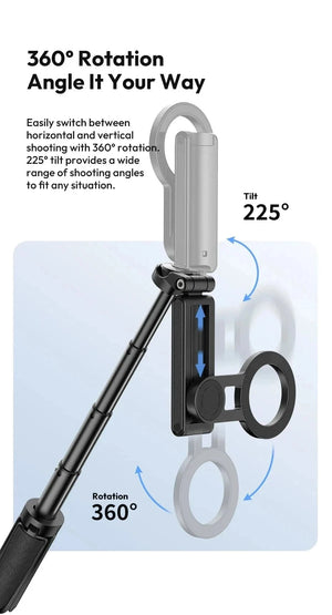 Planet Gates 2026 Magnetic Selfie Stick Phone Tripod w Remote Extend Cell Phone Tripod Stand For MagSafe iPhone 16 15 14 13 12 XIAOMI SAMSUNG