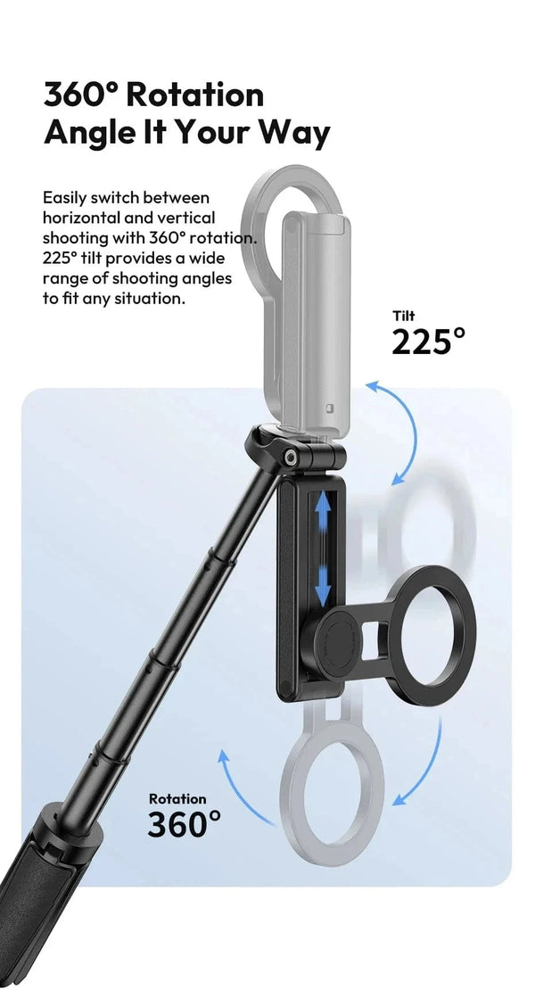 Planet Gates 2026 Magnetic Selfie Stick Phone Tripod w Remote Extend Cell Phone Tripod Stand For MagSafe iPhone 16 15 14 13 12 XIAOMI SAMSUNG