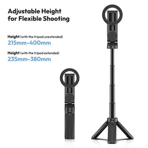 Planet Gates 2026 Magnetic Selfie Stick Phone Tripod w Remote Extend Cell Phone Tripod Stand For MagSafe iPhone 16 15 14 13 12 XIAOMI SAMSUNG